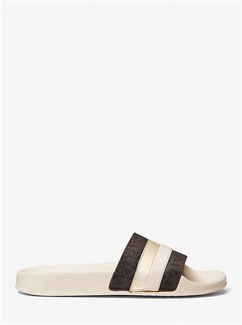 michael kors brandy colour|Brandy Striped Logo Slide Sandal .